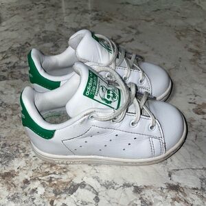 Adidas Kids Stan Smith White and Green Sneakers
